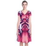 Tiger Design Short Sleeve Front Wrap Dress