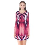 Tiger Design Long Sleeve V-neck Flare Dress