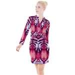 Tiger Design Button Long Sleeve Dress