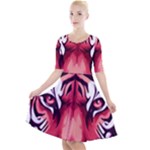 Tiger Design Quarter Sleeve A-Line Dress