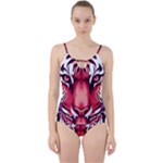 Tiger Design Cut Out Top Tankini Set