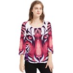 Tiger Design Chiffon Quarter Sleeve Blouse