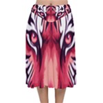 Tiger Design Velvet Flared Midi Skirt