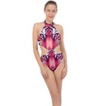 Tiger Design Halter Side Cut Swimsuit