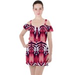 Tiger Design Ruffle Cut Out Chiffon Playsuit