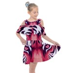 Tiger Design Kids  Shoulder Cutout Chiffon Dress