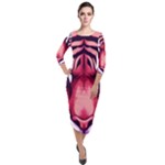 Tiger Design Quarter Sleeve Midi Velour Bodycon Dress