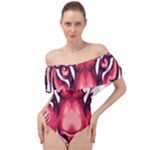 Tiger Design Off Shoulder Velour Bodysuit 
