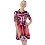 Tiger Design Belted Shirt Dress