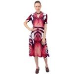 Tiger Design Keyhole Neckline Chiffon Dress