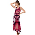 Tiger Design V-Neck Chiffon Maxi Dress