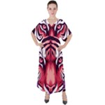Tiger Design V-Neck Boho Style Maxi Dress