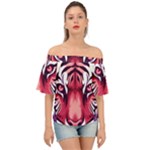 Tiger Design Off Shoulder Short Sleeve Top