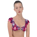 Tiger Design Cap Sleeve Ring Bikini Top