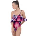 Tiger Design Drape Piece Swimsuit