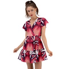 Flutter Sleeve Wrap Dress 