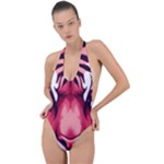Tiger Design Backless Halter One Piece Swimsuit