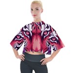 Tiger Design Mock Neck T-Shirt