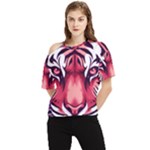 Tiger Design One Shoulder Cut Out T-Shirt