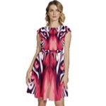Tiger Design Cap Sleeve High Waist Dress