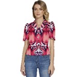 Tiger Design Puffed Short Sleeve Button Up Jacket