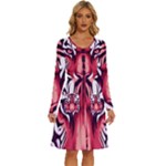 Tiger Design Long Sleeve Dress With Pocket