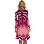 Tiger Design Long Sleeve Shirt Collar A-Line Dress