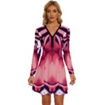 Tiger Design Long Sleeve Deep V Mini Dress 