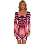 Tiger Design Long Sleeve Square Neck Bodycon Velvet Dress