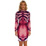 Tiger Design Long Sleeve Shirt Collar Bodycon Dress