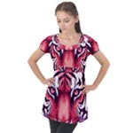Love the tiger Puff Sleeve Tunic Top