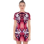 Love the tiger Drop Hem Mini Chiffon Dress