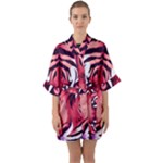 Love the tiger Half Sleeve Satin Kimono 