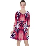 Love the tiger Quarter Sleeve Ruffle Waist Dress