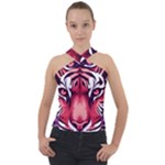 Love the tiger Cross Neck Velour Top