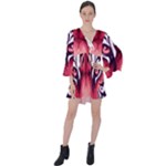 Love the tiger V-Neck Flare Sleeve Mini Dress
