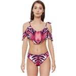 Love the tiger Ruffle Edge Tie Up Bikini Set	