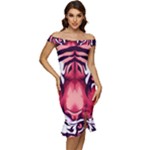 Love the tiger Off Shoulder Ruffle Split Hem Bodycon Dress
