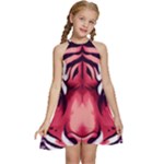 Love the tiger Kids  Halter Collar Waist Tie Chiffon Dress