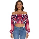 Love the tiger Long Sleeve Crinkled Weave Crop Top