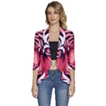Love the tiger Women s 3/4 Sleeve Ruffle Edge Open Front Jacket
