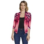 Love the tiger Women s Draped Front 3/4 Sleeve Shawl Collar Jacket