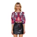 Love the tiger Mid Sleeve Drawstring Hem Top