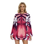 Love the tiger Round Neck Long Sleeve Bohemian Style Chiffon Mini Dress