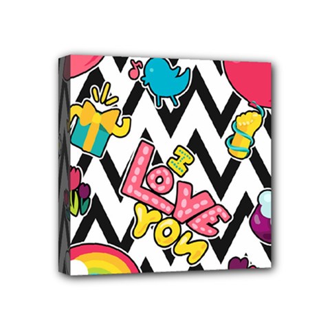 Vector Romantic Love Seamless Pattern Mini Canvas 4  x 4  (Stretched) from ArtsNow.com