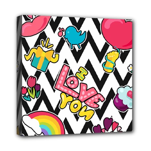 Vector Romantic Love Seamless Pattern Mini Canvas 8  x 8  (Stretched) from ArtsNow.com