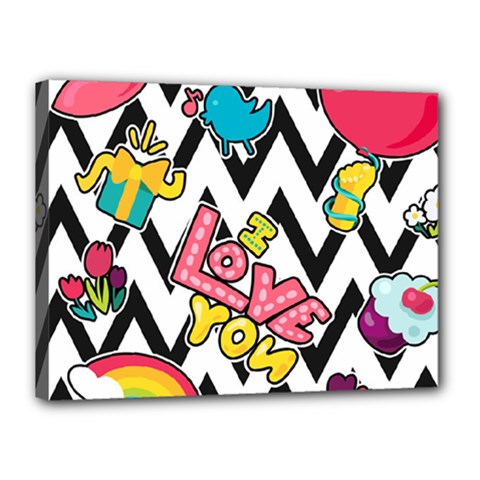 Vector Romantic Love Seamless Pattern Canvas 16  x 12  (Stretched) from ArtsNow.com