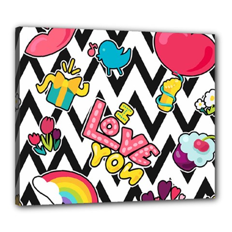 Vector Romantic Love Seamless Pattern Canvas 24  x 20  (Stretched) from ArtsNow.com