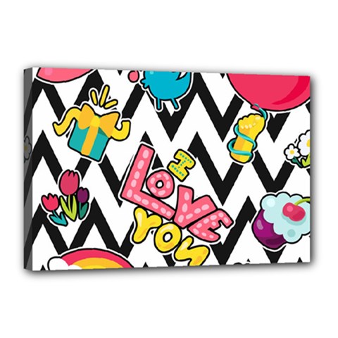 Vector Romantic Love Seamless Pattern Canvas 18  x 12  (Stretched) from ArtsNow.com