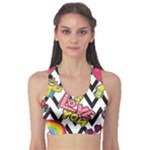 Vector Romantic Love Seamless Pattern Fitness Sports Bra